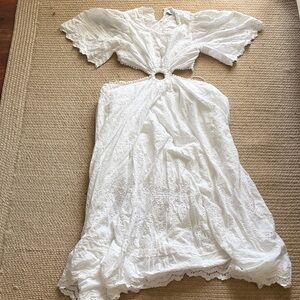 Women’s White Backless Eyelet Midi Dress